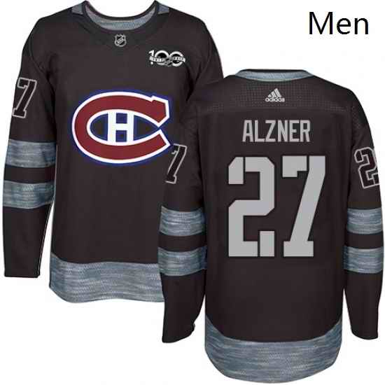 Mens Adidas Montreal Canadiens 27 Karl Alzner Authentic Black 1917 2017 100th Anniversary NHL Jersey